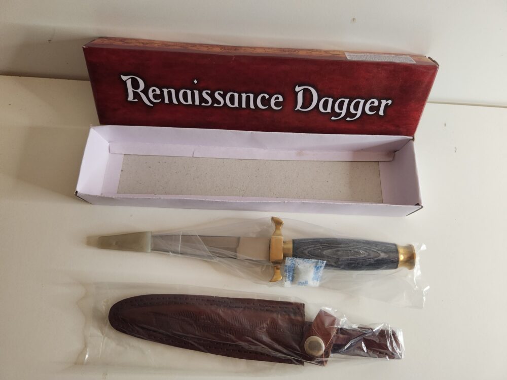 10.5" BLACK HANDLE RENAISSANCE DAGGER