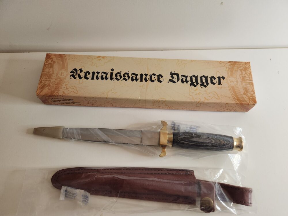 12.5" BLACK HANDLE RENAISSANCE DAGGER